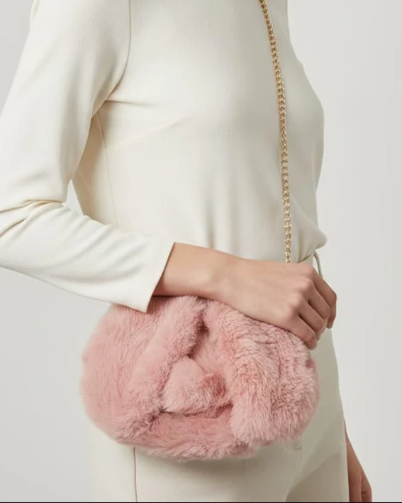 Borsa coniglietto in finta pelliccia - Rosa
