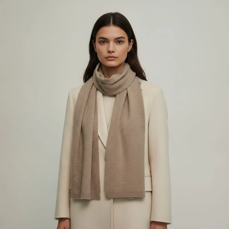 Sciarpa in maglia goffrata elegante - Beige