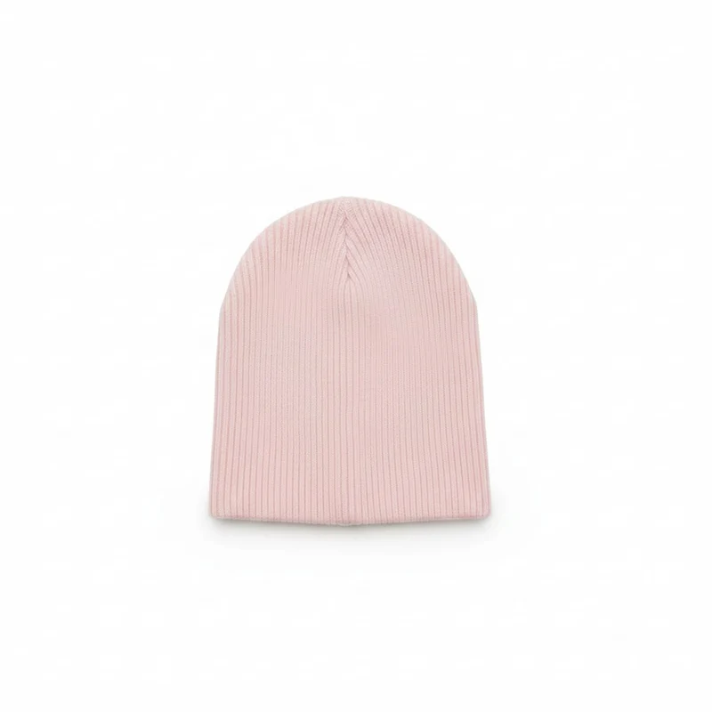 Cappello cuffia in maglia a costine basic - Rosa