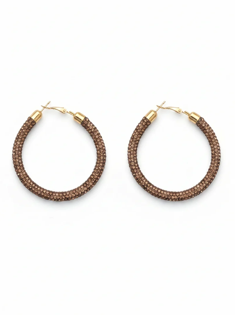 Orecchini cerchio grande con strass - Oro