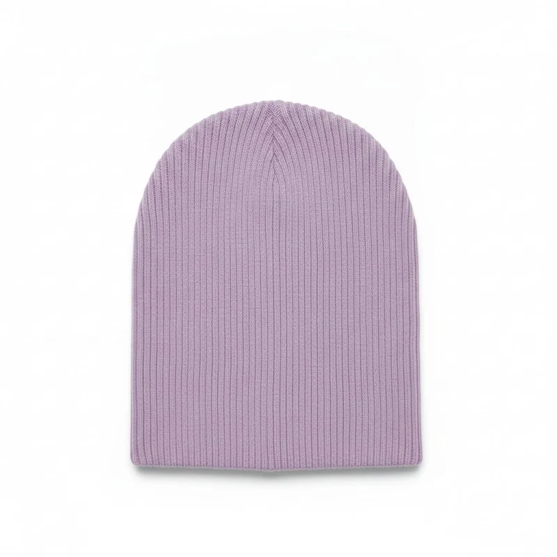 Cappello cuffia in maglia a costine basic - Lilla