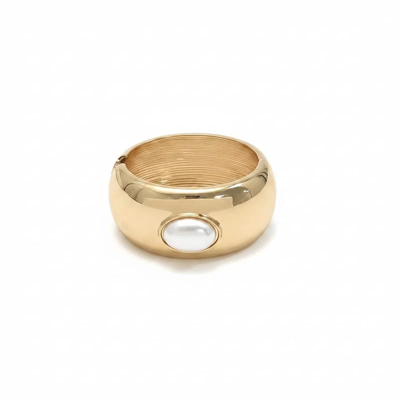 Bracciale bombato con perla - Oro