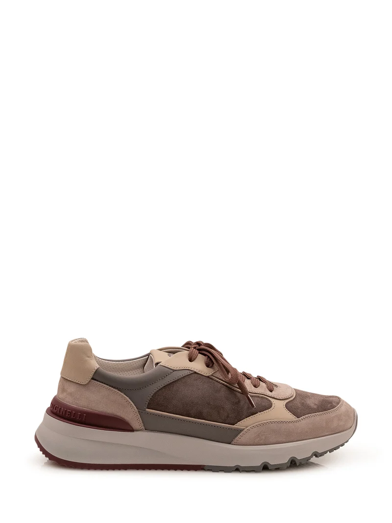 Sneakers a Pannelli con Suola Spessa