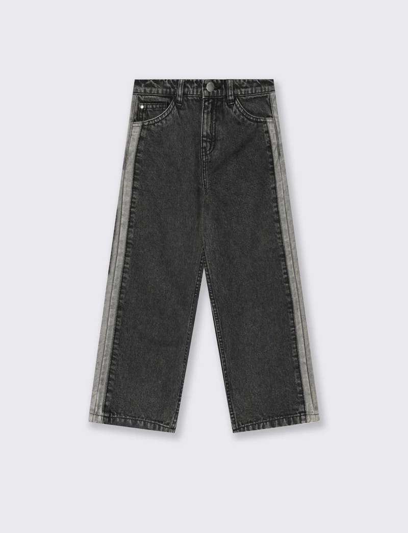 Jeans loose fit con applicazione laterale - Grigio