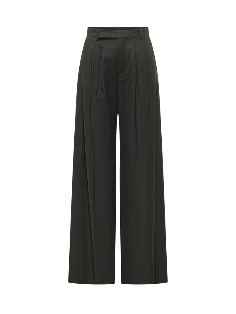 Pantaloni a Gamba Ampia con Pieghe