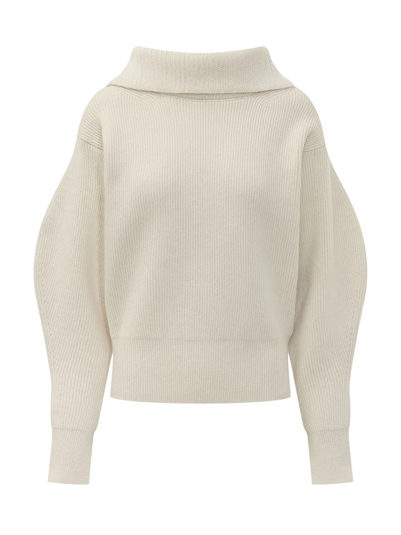 Pullover con Collo Alto e Maniche Voluminose