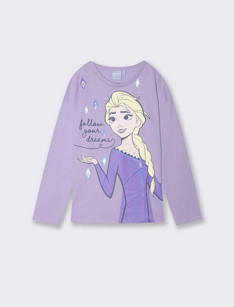 T-shirt manica lunga Disney/Frozen in cotone - Lilla