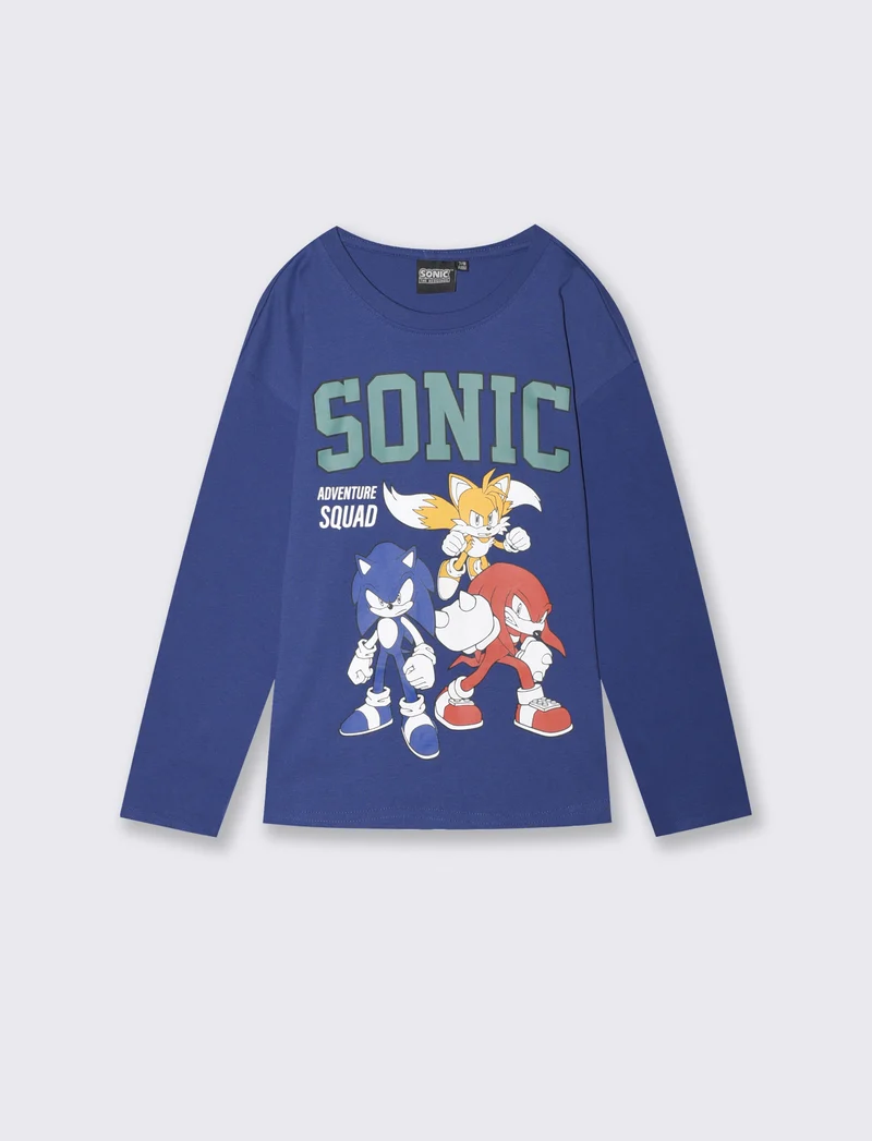 T-shirt Sonic maniche lunghe in cotone - Blu