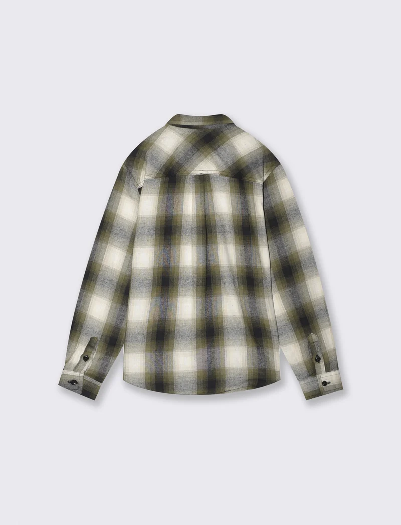 Camicia in flanella a quadri manica lunga - Verde