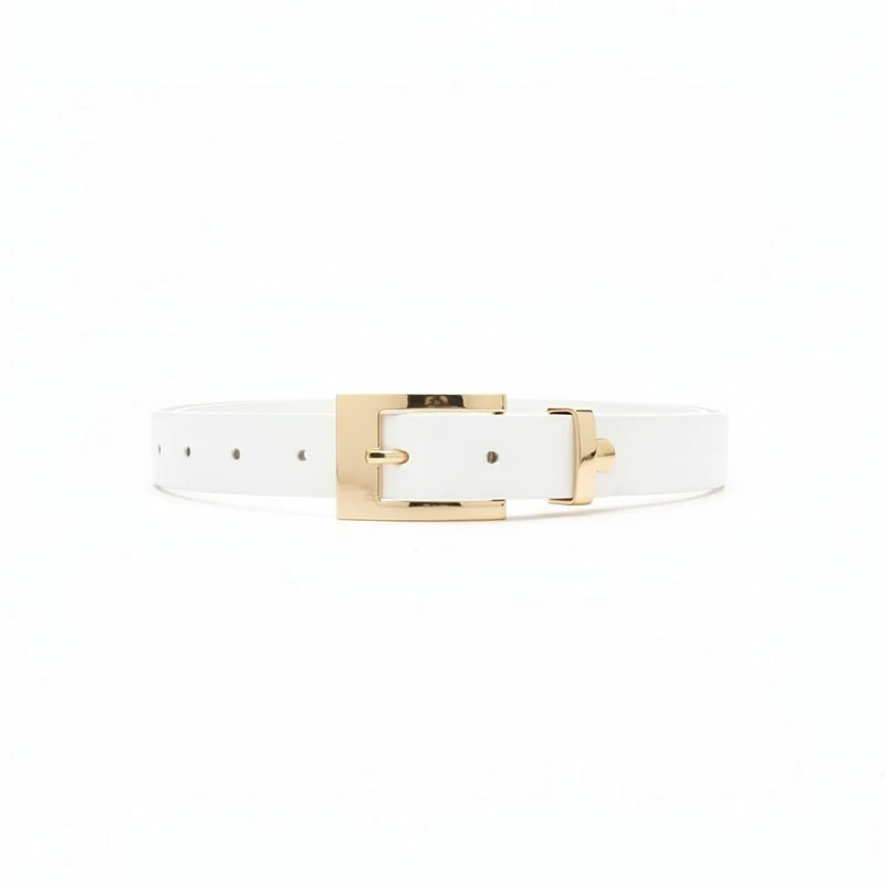 Cintura basic con puntale in metallo - Bianco sporco