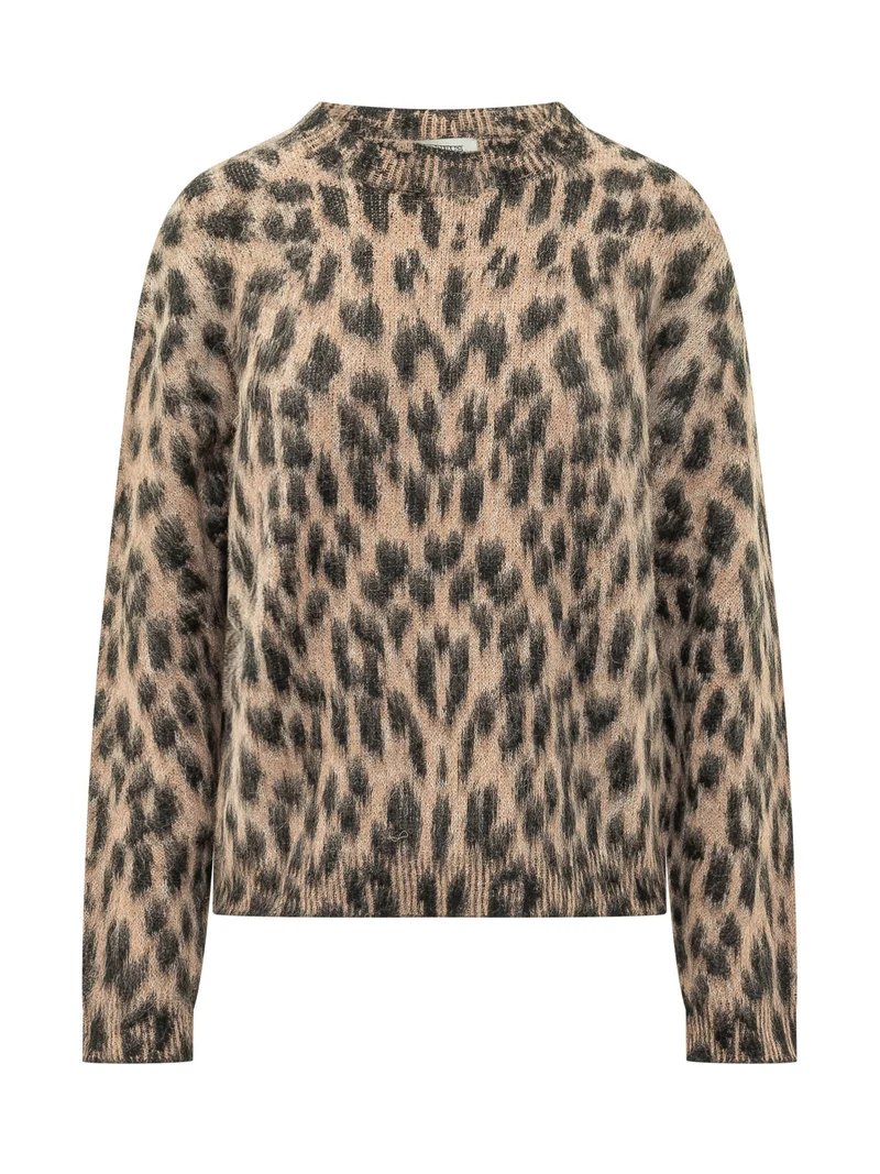 Pullover Boxy con Stampa Animalier