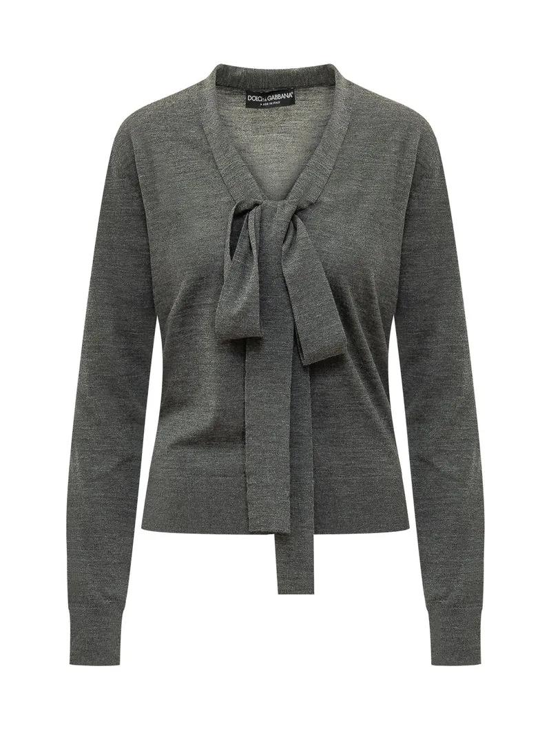 Maglia con Scollo a V e Fiocco
