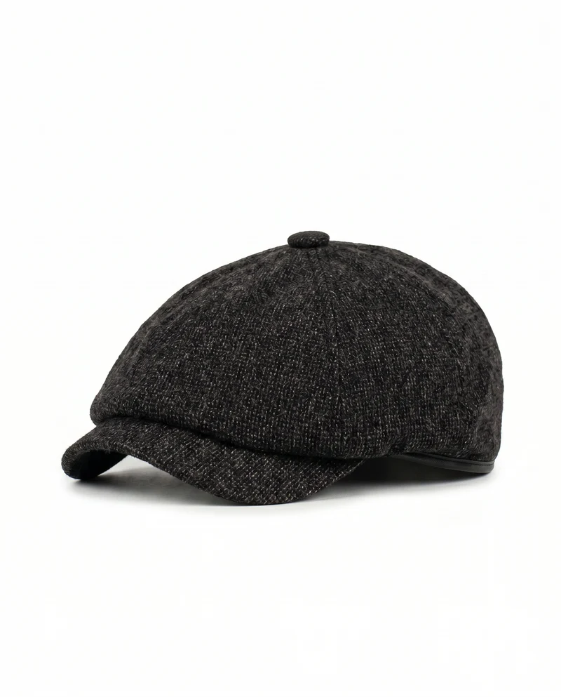 Coppola in tessuto con elastico elegante - Nero