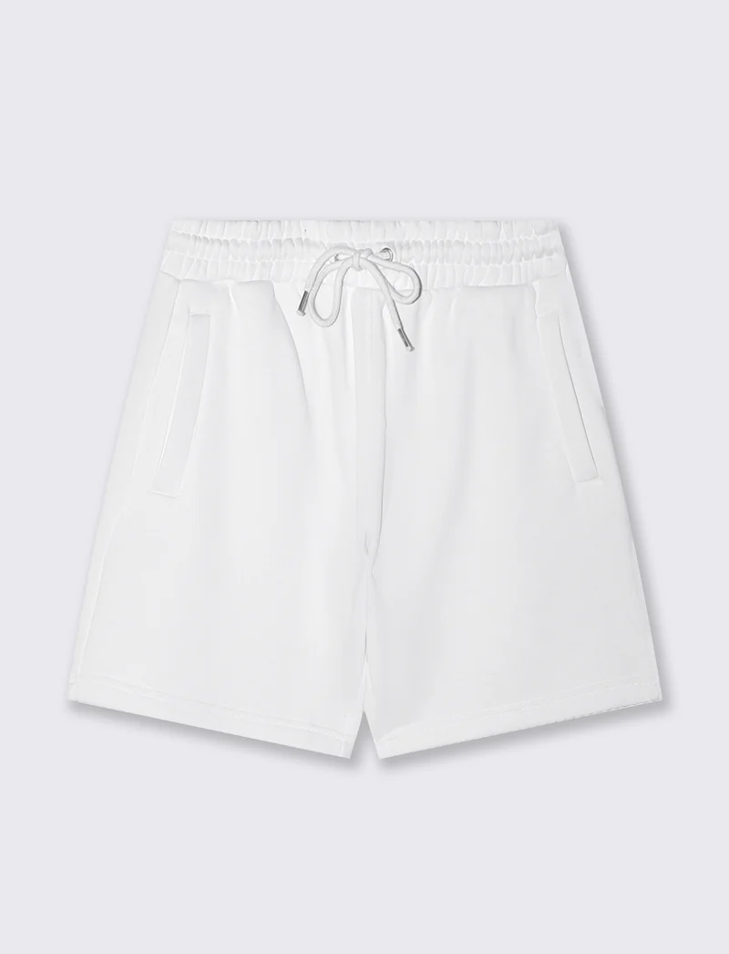 Bermuda in felpa con vita jogger - Bianco