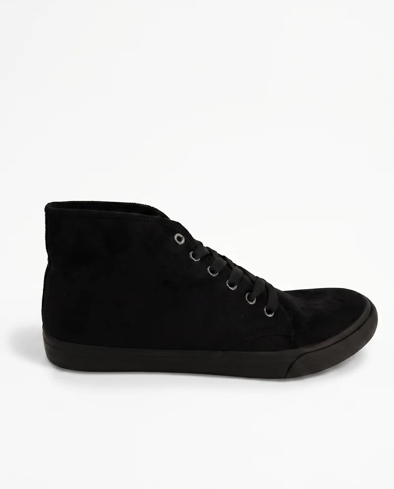 Sneakers a collo alto effetto scamosciato - Nero