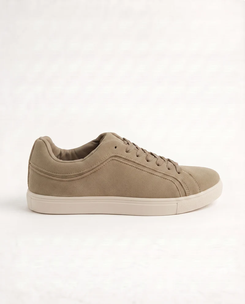 Sneakers beige uomo in microfibra scamosciata - Beige
