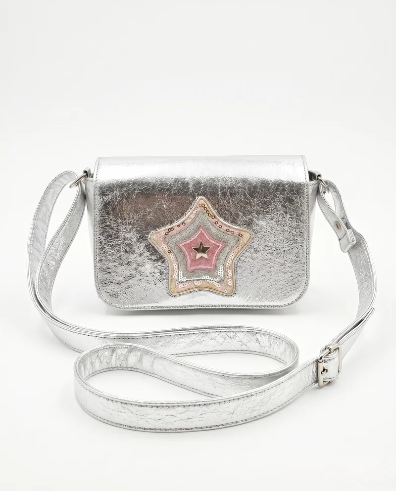 Borsetta con stella glitter metallizzata - Argento