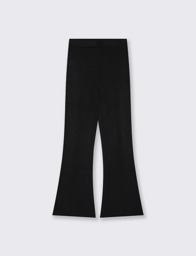 Leggings a zampa con elastico in vita - Nero