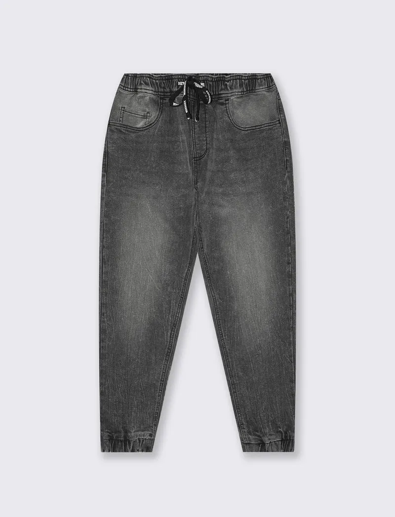 Jeans jogger con vita elasticizzata - Nero