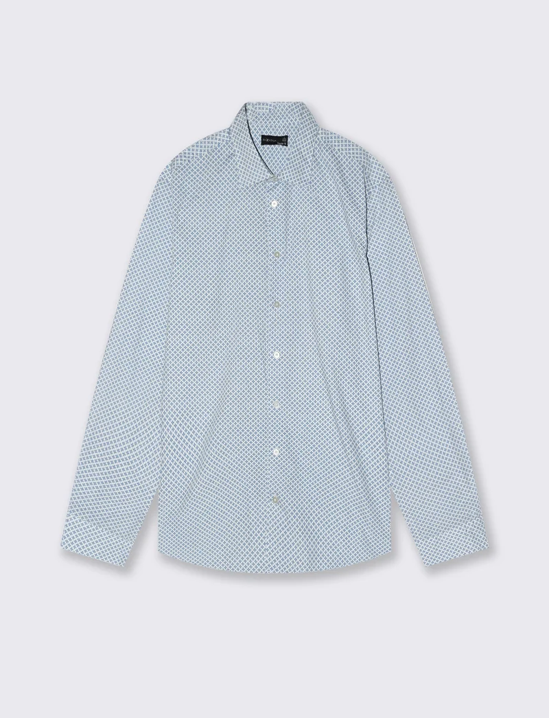 Camicia micro fantasia regular fit elegante - Azzurro