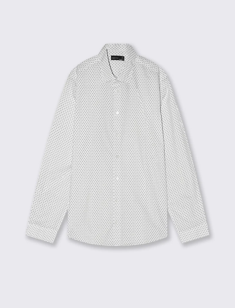 Camicia micro fantasia regular fit elegante - Grigio ghiaccio