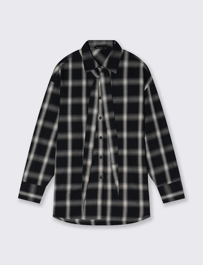 Camicia in cotone con fusciacca al collo - var 1