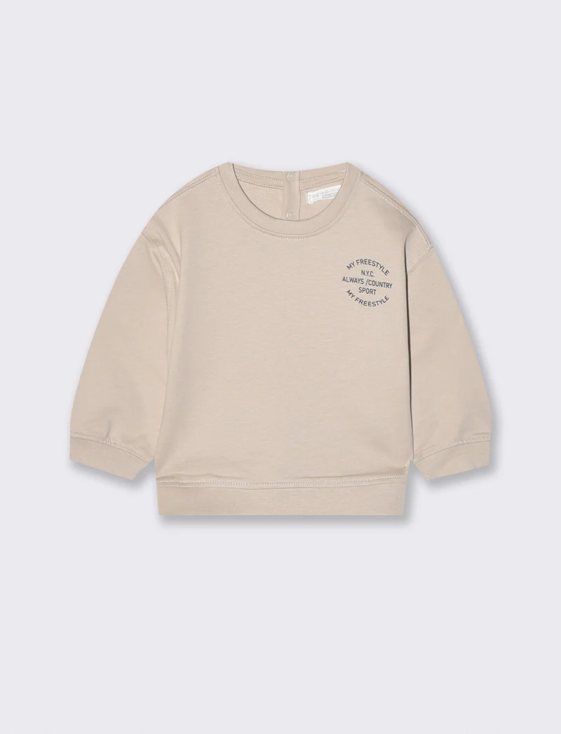 Felpa girocollo in cotone per neonato - Beige