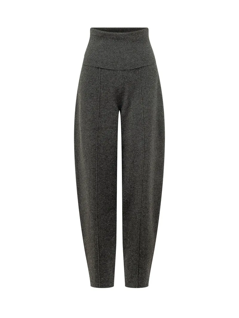 Pantaloni Barrel a Vita Alta