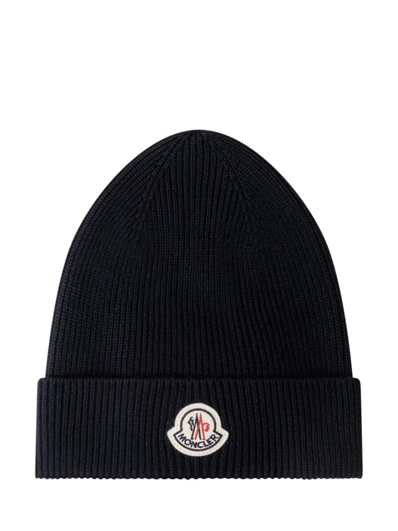 Berretto a Coste con Risvolto e Patch Logo Frontale