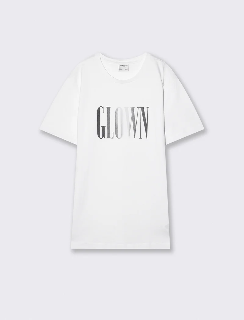 T-shirt cotone con stampa degradè - Bianco