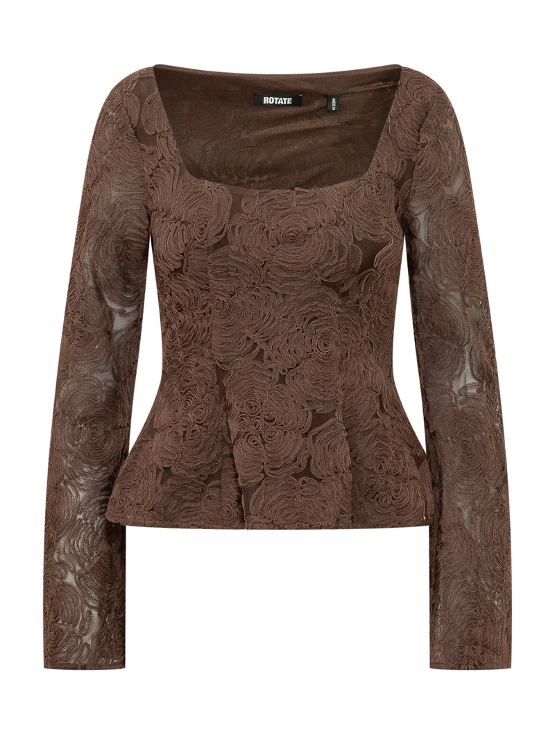 Top Peplum con Motivo Floreale