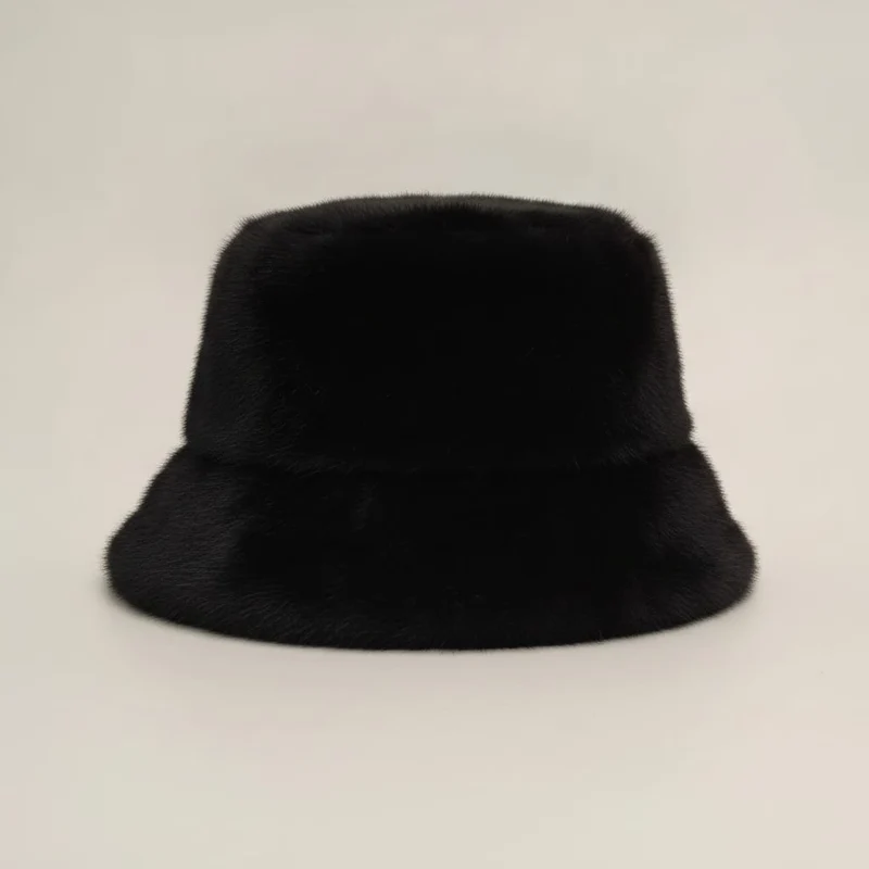 Cappello pescatore reversibile in pelliccia - Nero