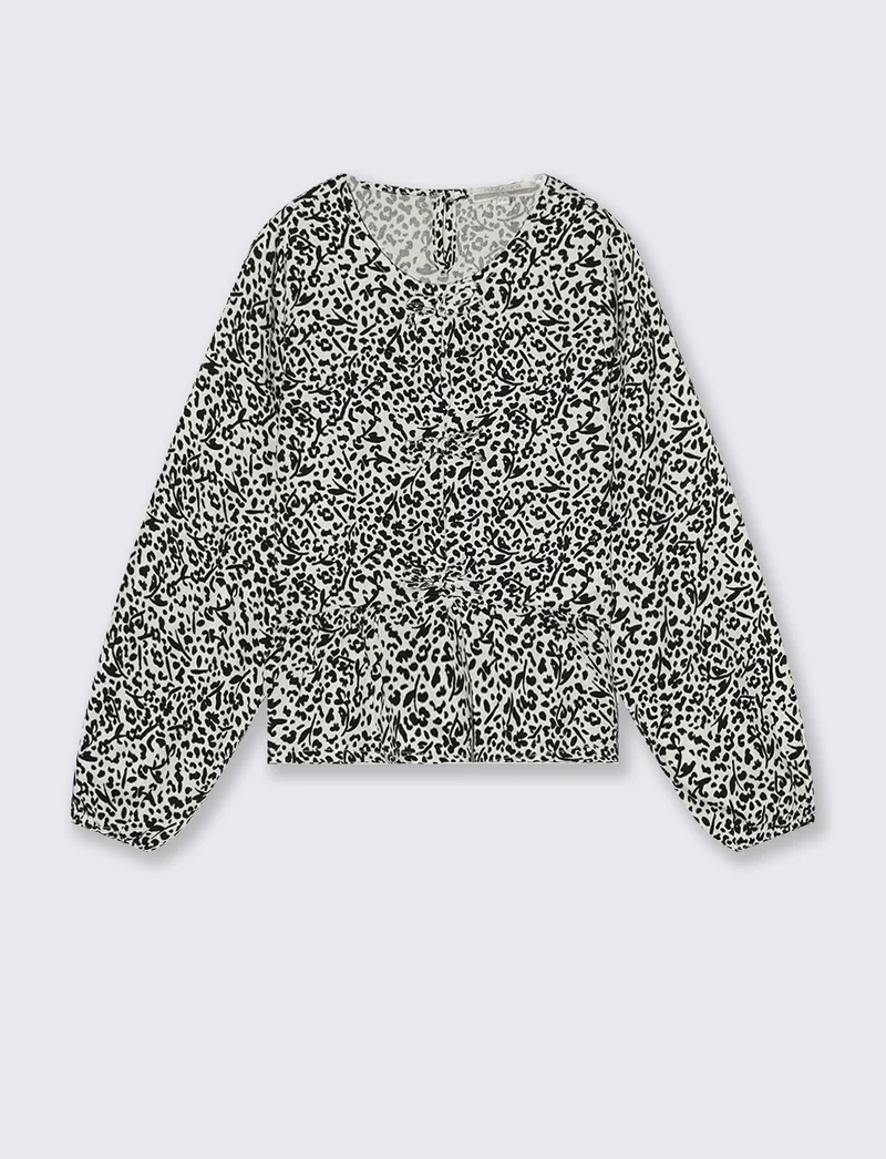 Blusa elegante da bambina con stampa e fiocchi - Fantasia