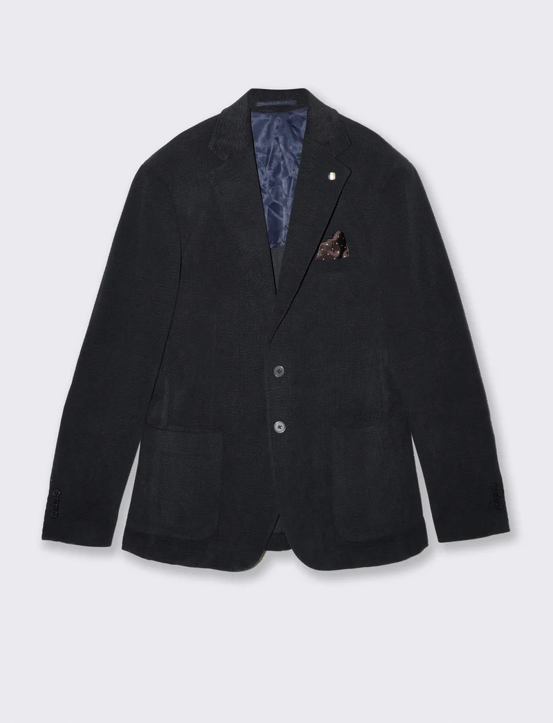 Blazer in velluto goffrato formal fit - Blu