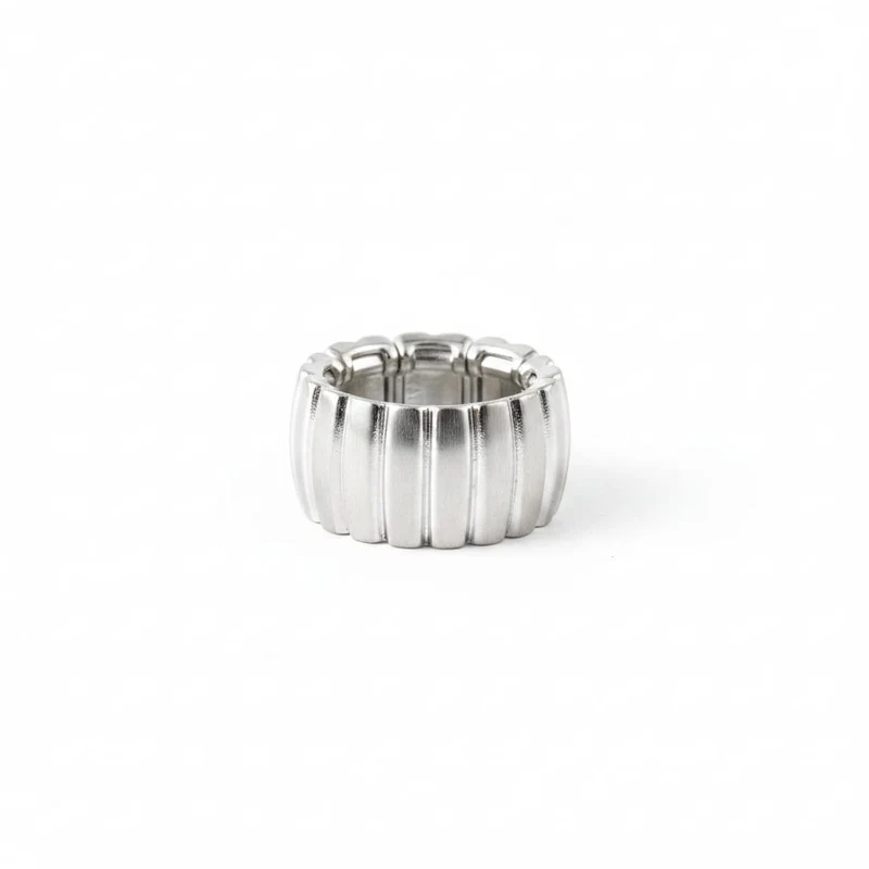 Anello a fascia elastico lucido e matte - Argento
