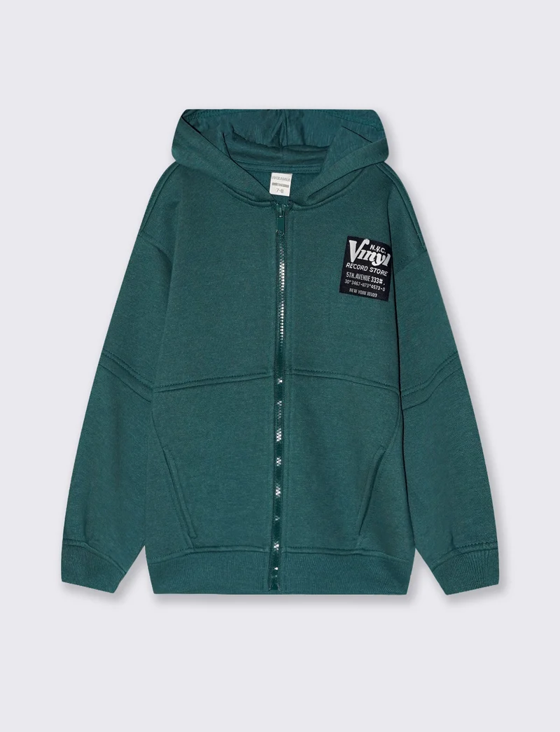 Felpa con cappuccio dallo stile college - Verde