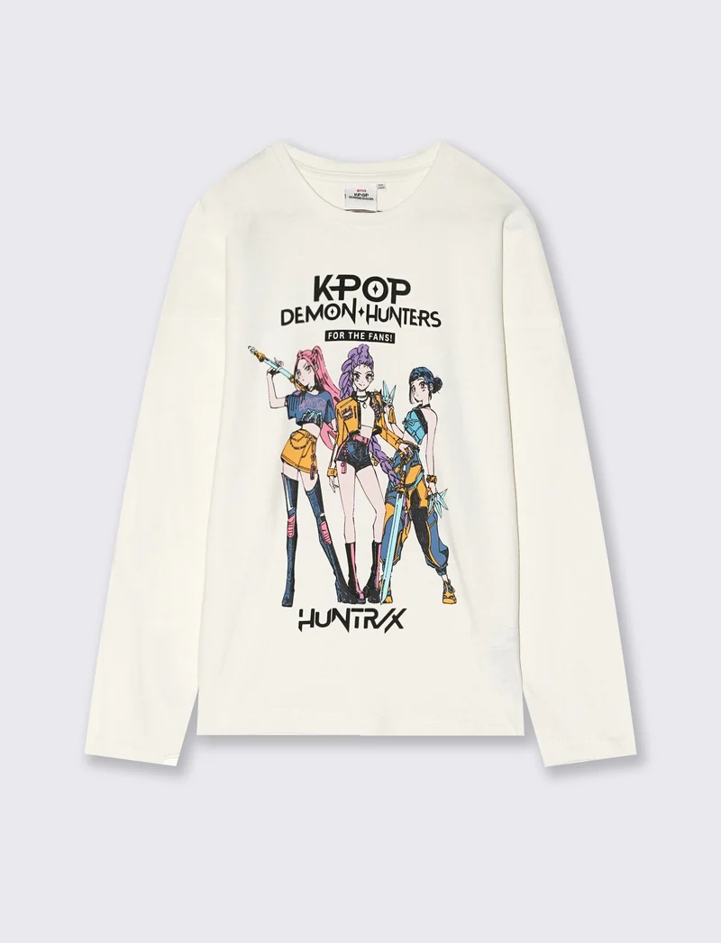 T-shirt manica lunga K-Pop demon hunters - Bianco