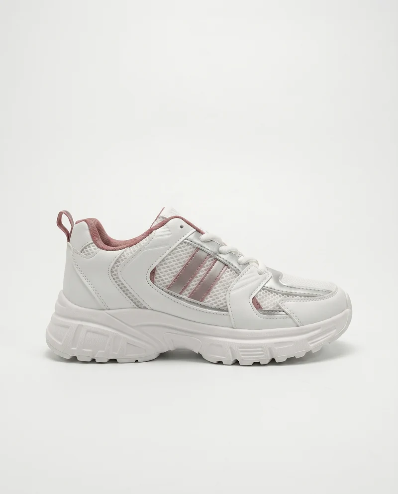 Sneakers bianche con riporti abbinati - Bianco
