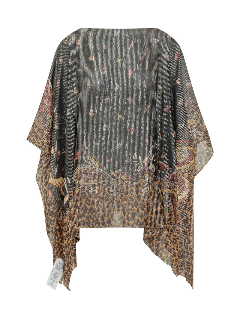 Poncho con Motivi Floreali e Animalier