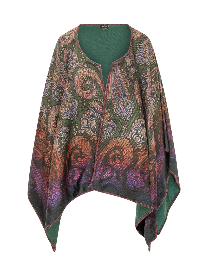 Poncho Aperto con Motivo Paisley