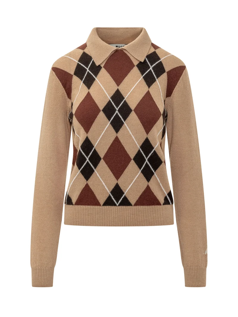 Maglia Polo con Motivo Argyle