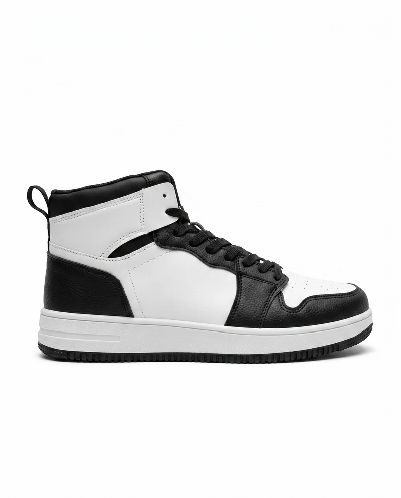 Sneakers a collo alto uomo bianco e nero - Bianco-nero