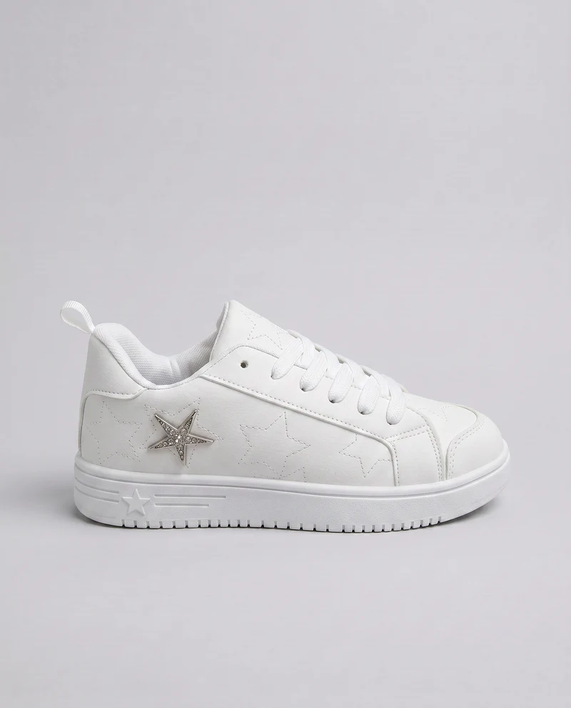 Sneakers bianche con stella per bambina - Bianco