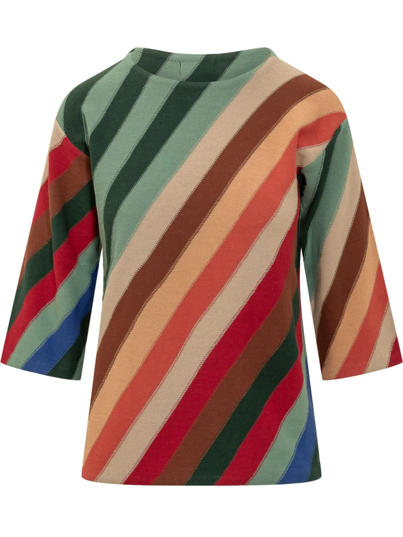 Maglia Girocollo Intarsiata a Righe