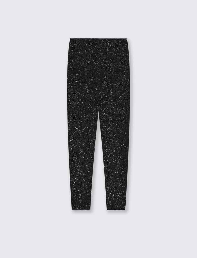 Leggings lunghi brillantinati e caldi - Nero