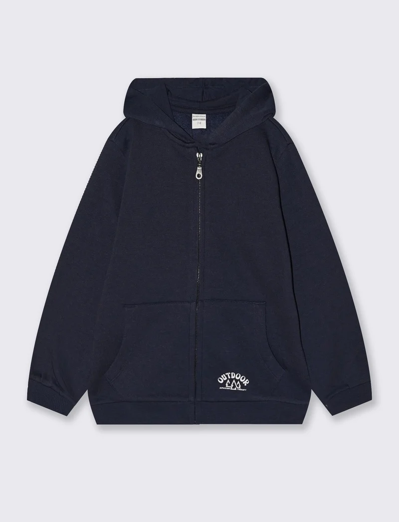 Felpa con cappuccio apribile e marsupio - Blu