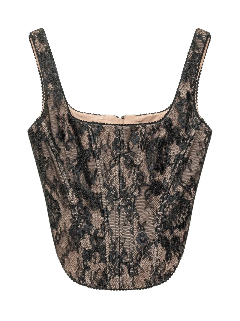 Top Corsetto con Pizzo Floreale