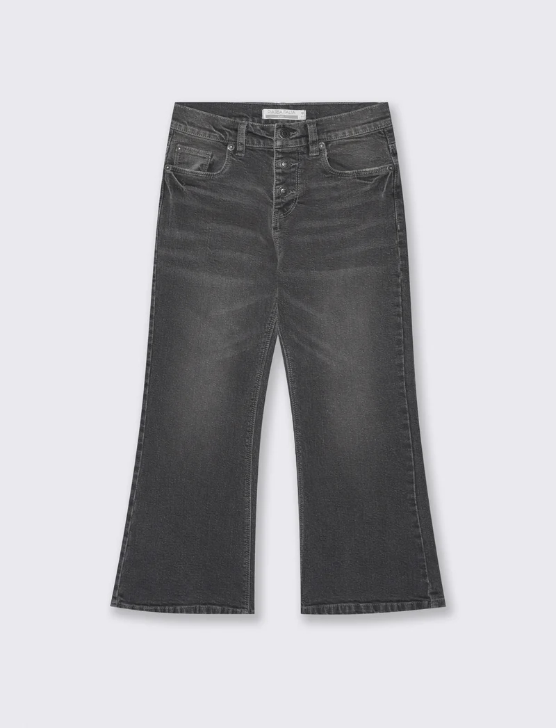 Jeans flare fit in denim elastico cinque tasche - Grigio scuro