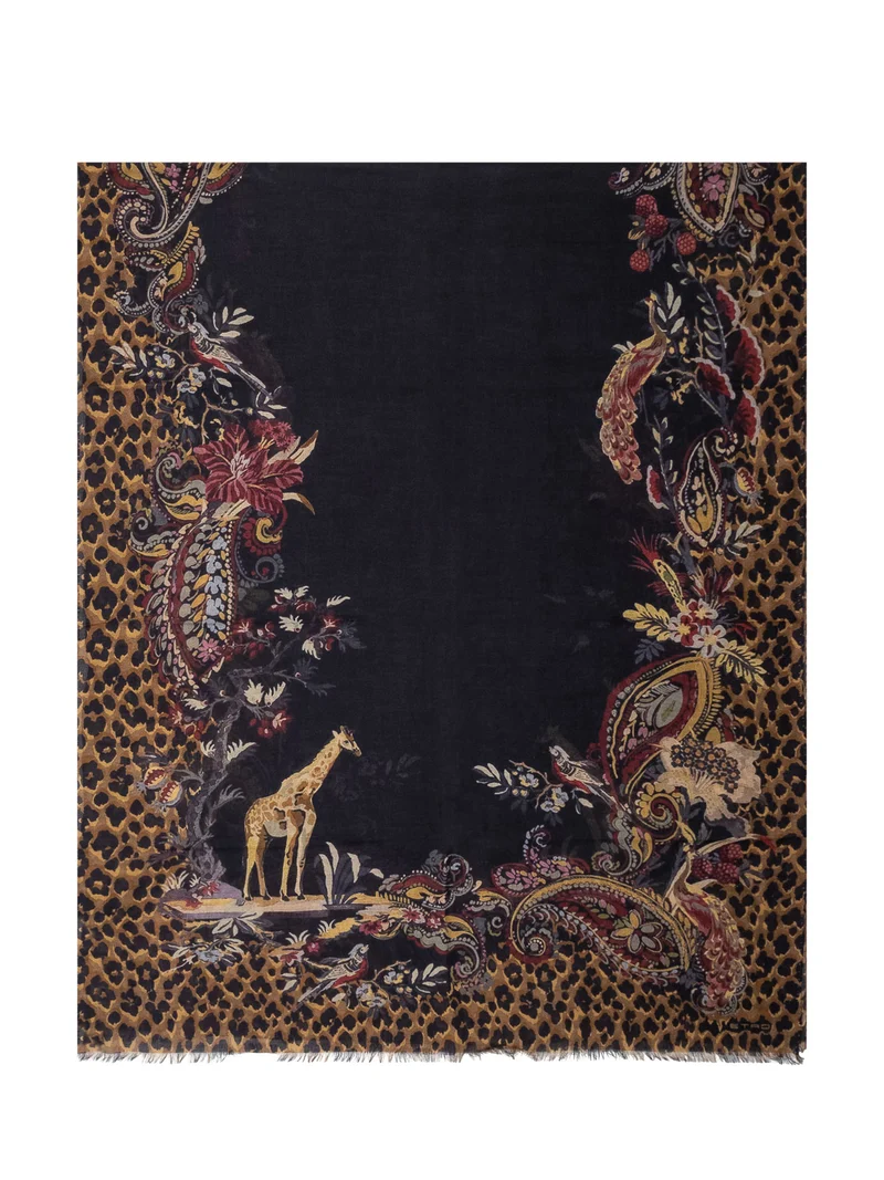 Sciarpa con Motivo Paisley e Frange