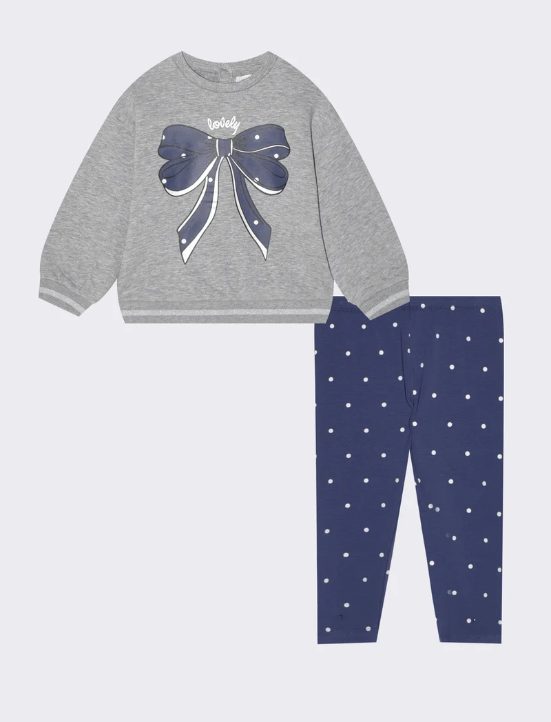 Set due pezzi con pantaloni stampati - Grigio mel.
